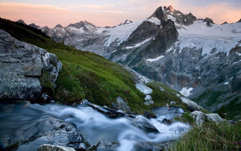 Mountain Stream at Sunset — Photograph