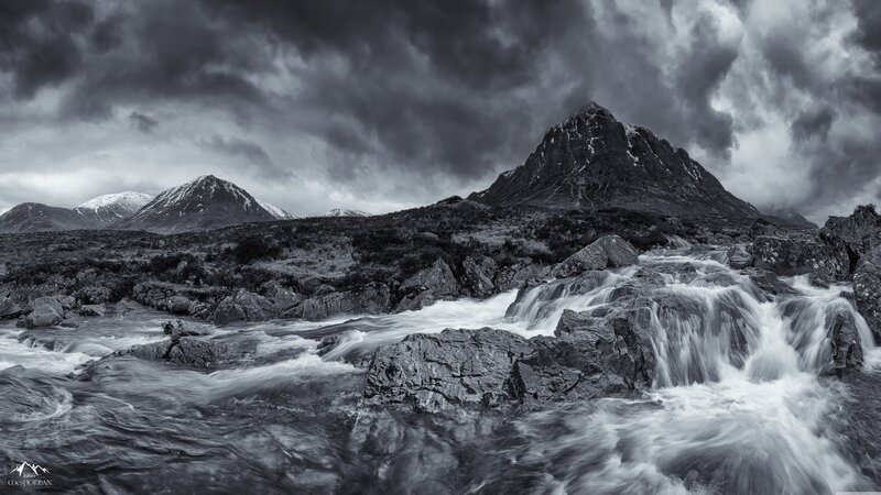 Mountain Stream Flowing — Black