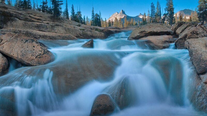 Mountain stream flowing over rocks
