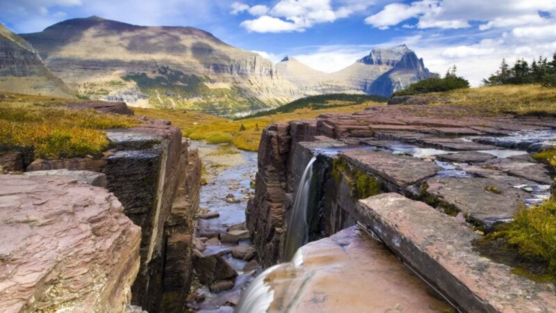 Mountain stream flowing over rocks