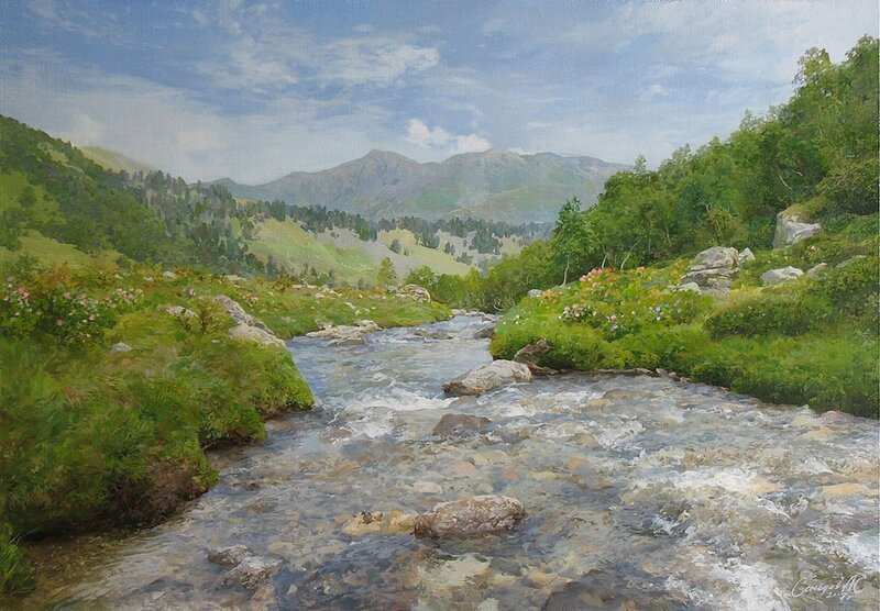 Mountain stream in a valley