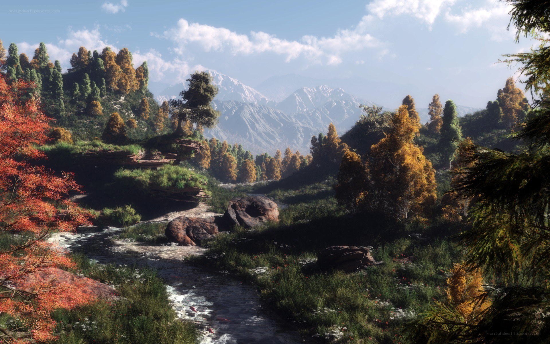 Mountain stream in autumn