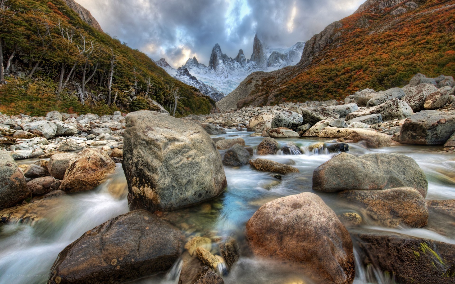Mountain stream in autumn