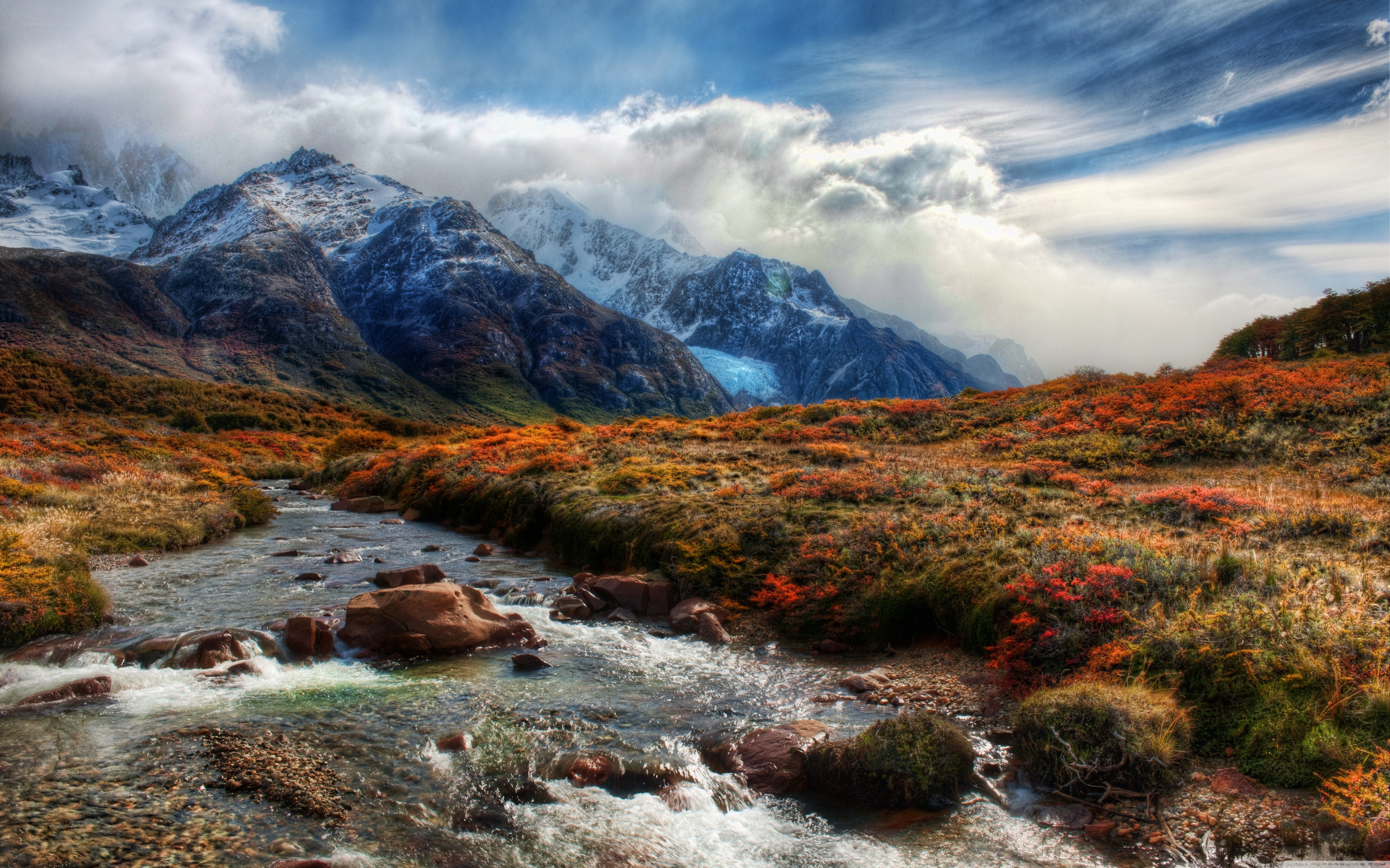 Mountain stream in autumn