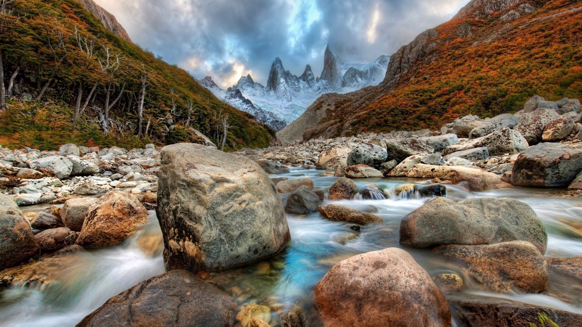 Mountain stream in autumn