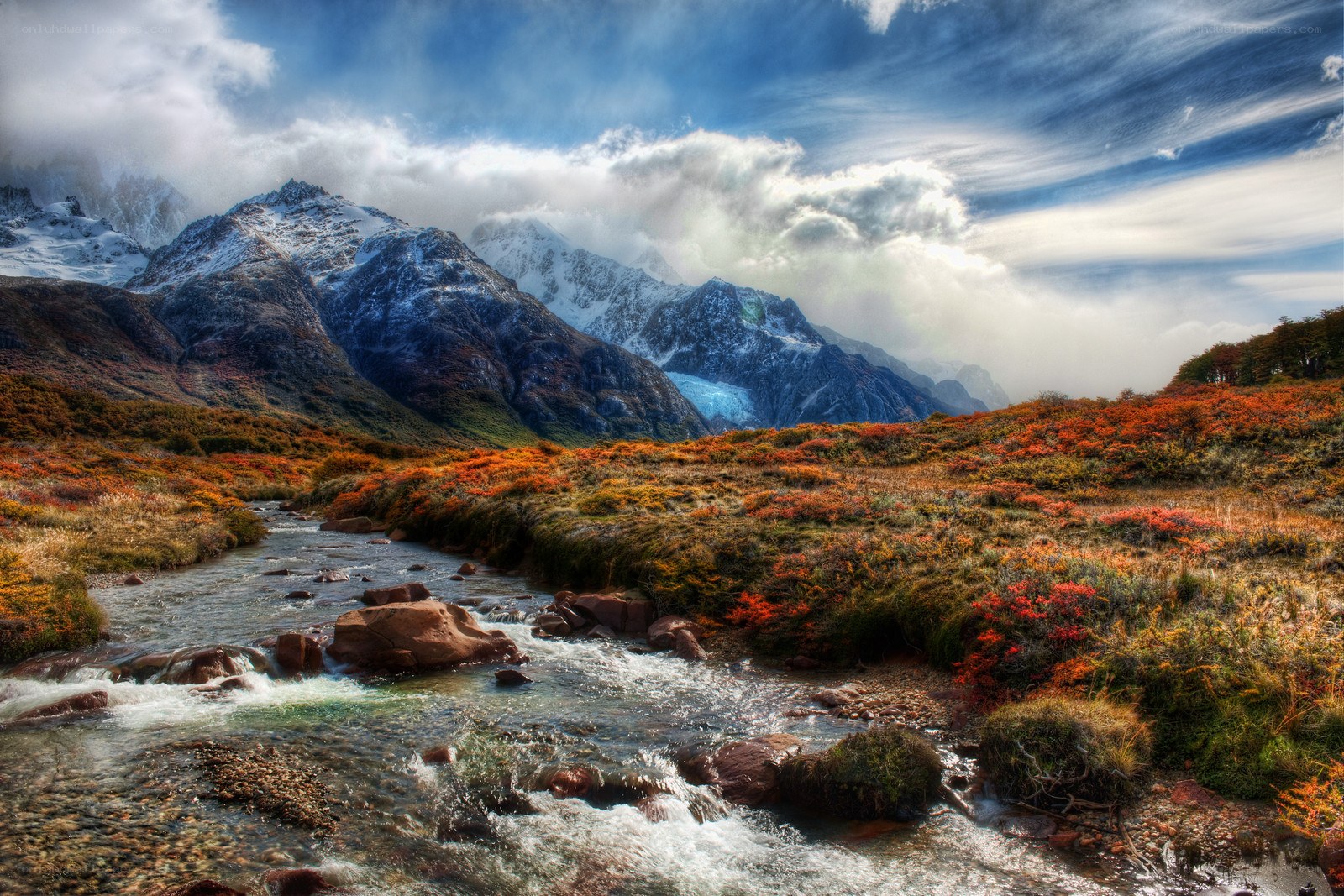 Mountain stream in autumn
