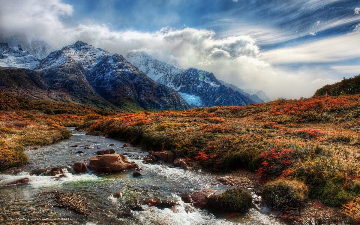 Mountain stream in autumn