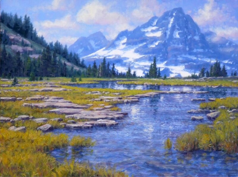Mountain Stream in Meadow — Blue