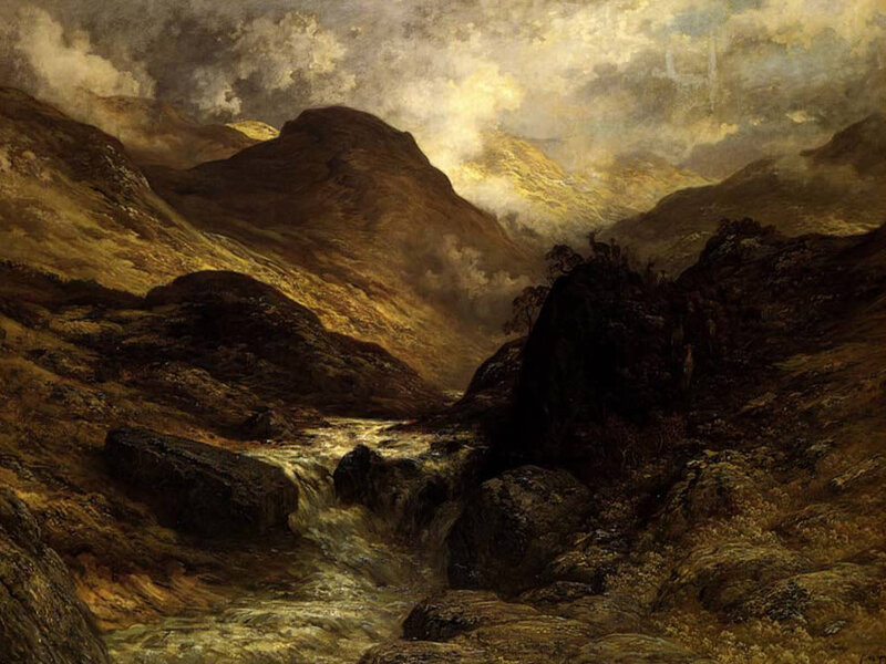 Mountain Stream in Valley — Brown