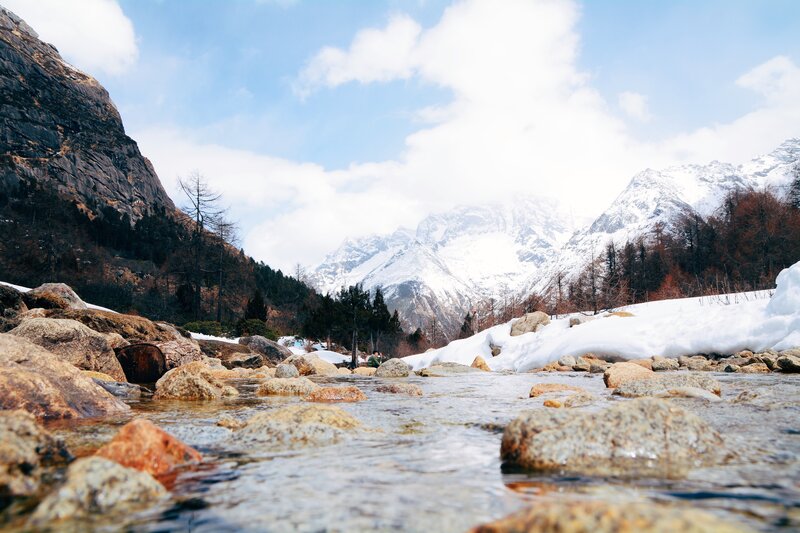 Mountain Stream in Winter