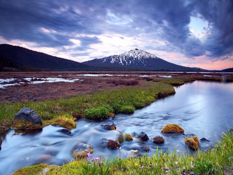 Mountain Stream Landscape — Blue