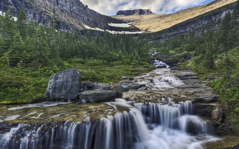 Mountain stream waterfall