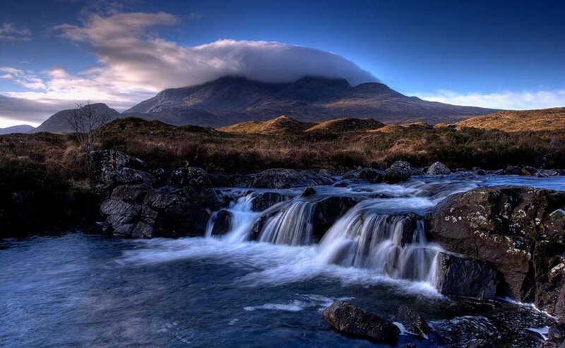 Mountain Stream Waterfall — Blue, Dramatic