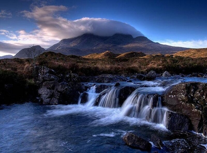 Mountain Stream Waterfall — Blue