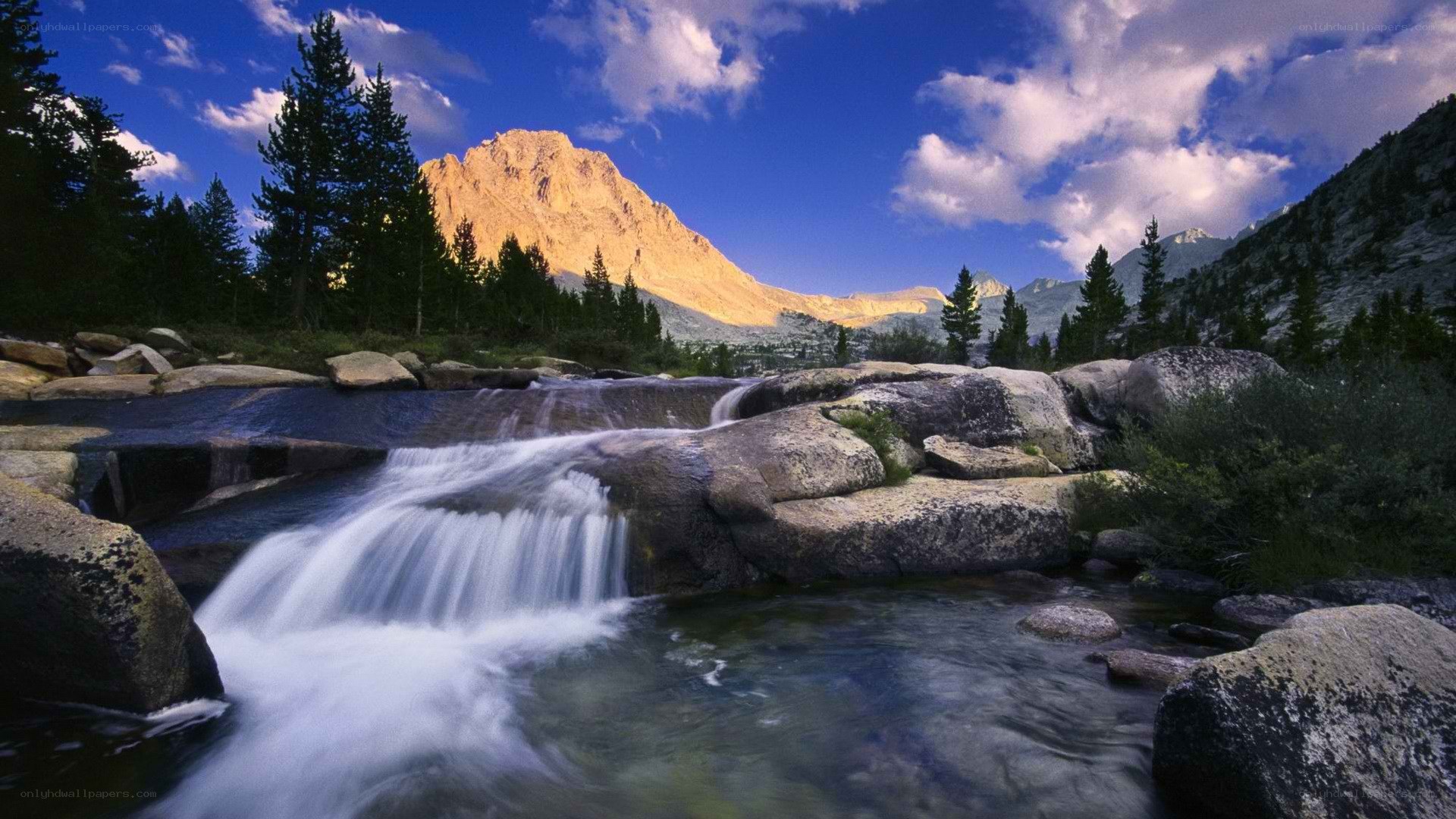 Mountain stream waterfall landscape