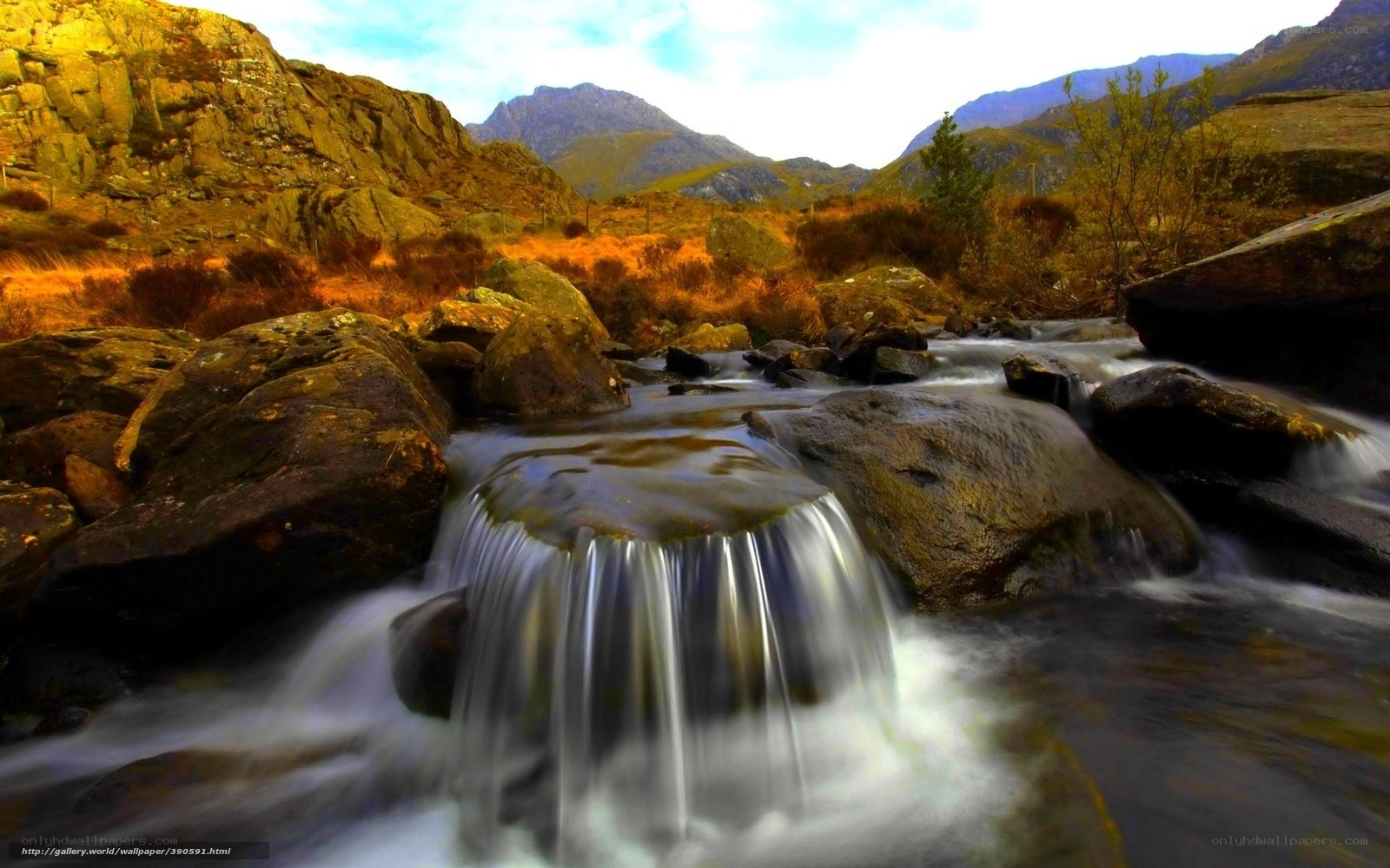 Mountain stream waterfall