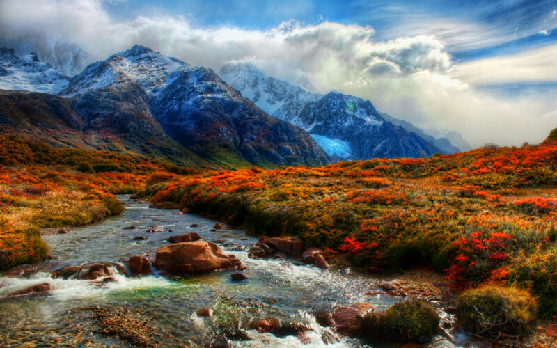Mountain Stream with Autumn Foliage