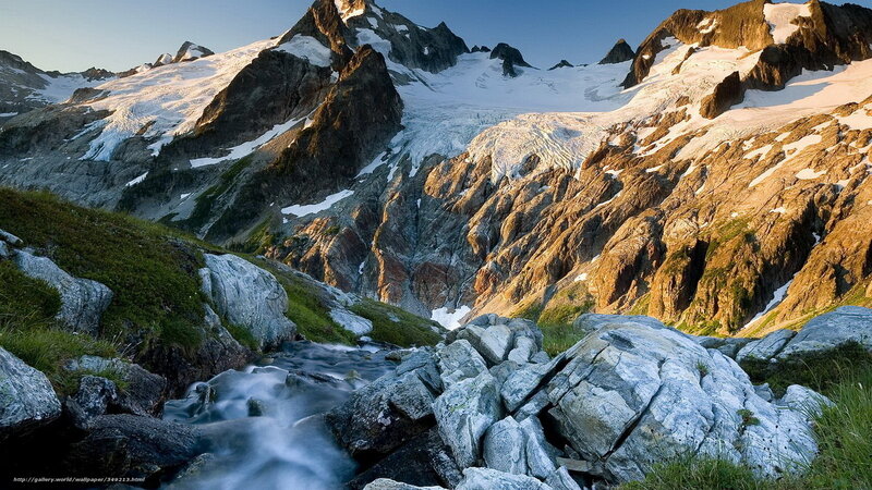 Mountain stream with glacier