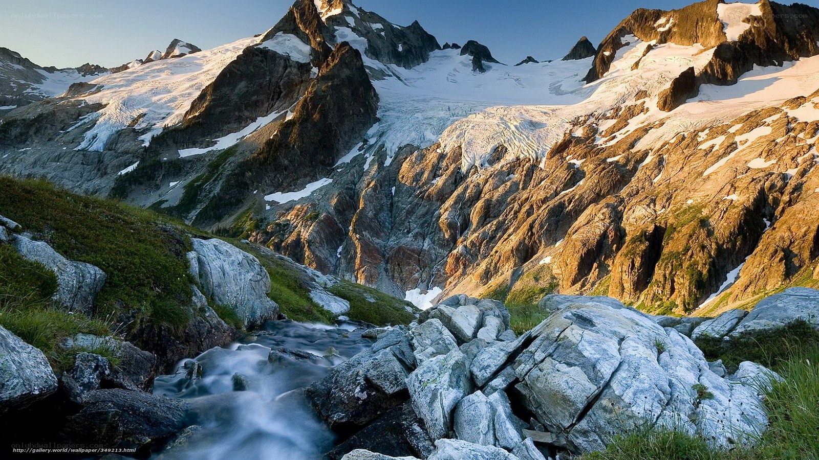 Mountain stream with glacier