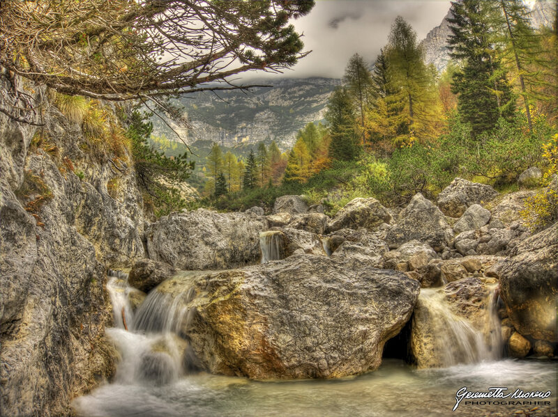 Mountain Stream with Rocks — Green