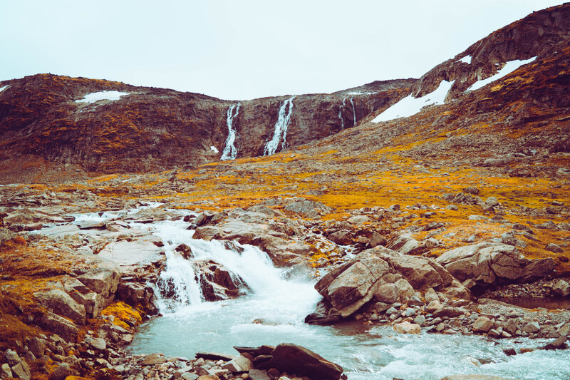 Mountain Stream with Waterfall — Orange