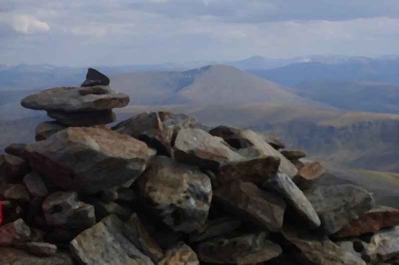 Mountain summit cairn
