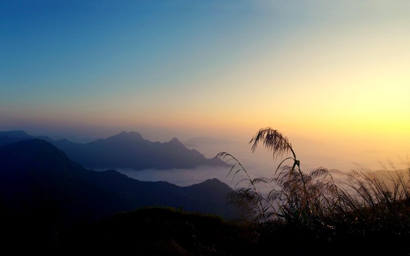 Mountain sunrise with sea of clouds