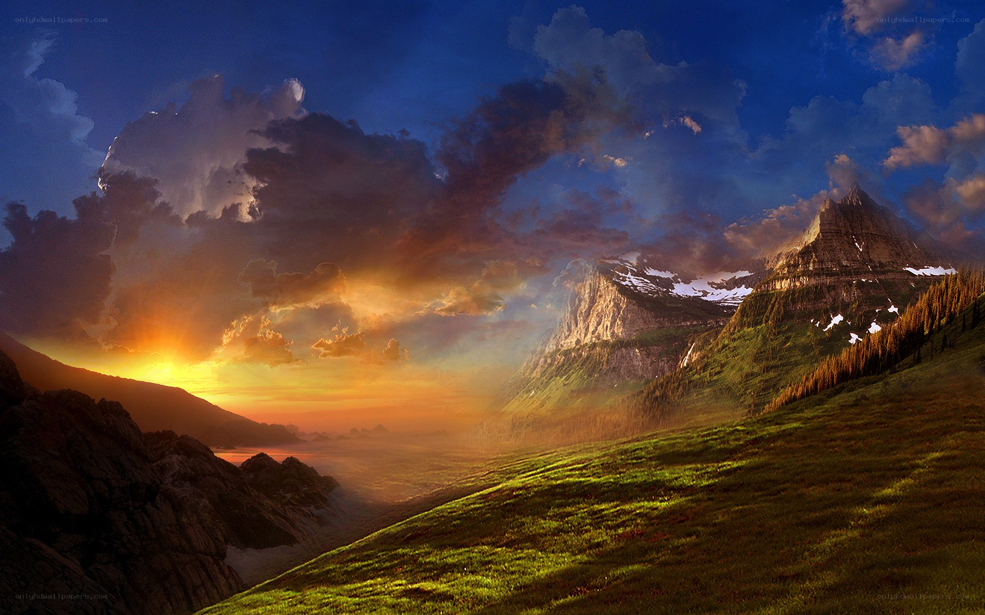 Mountain sunset landscape