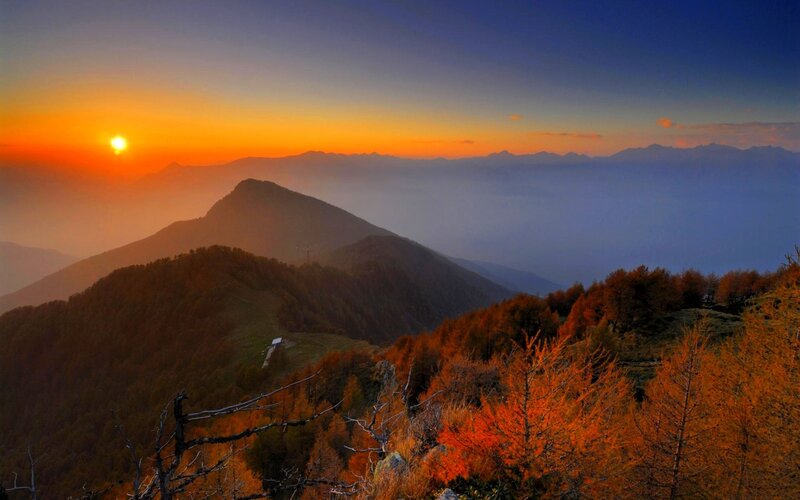 Mountain Sunset Landscape — Orange