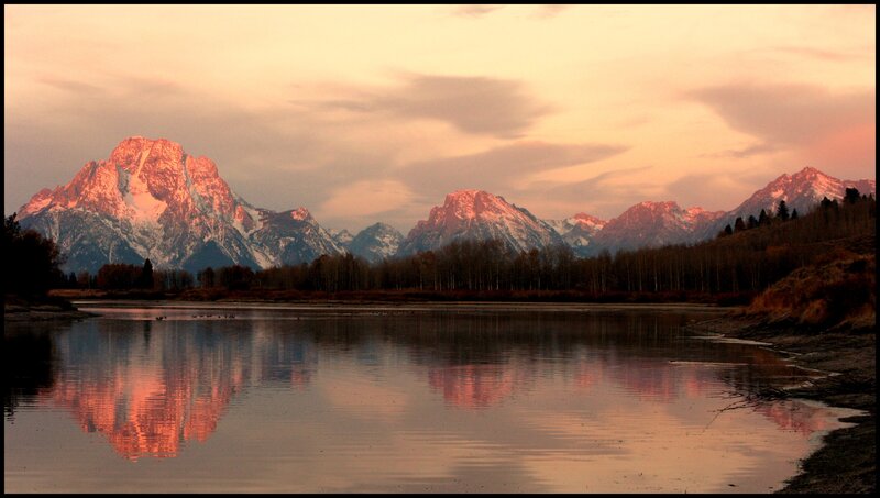 mountain sunset reflection