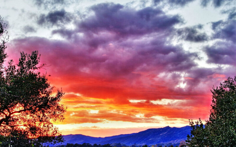 Mountain Sunset Sky — Red, Dramatic