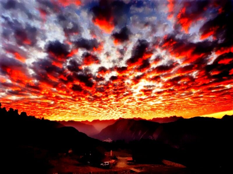 Mountain Sunset Sky — Red
