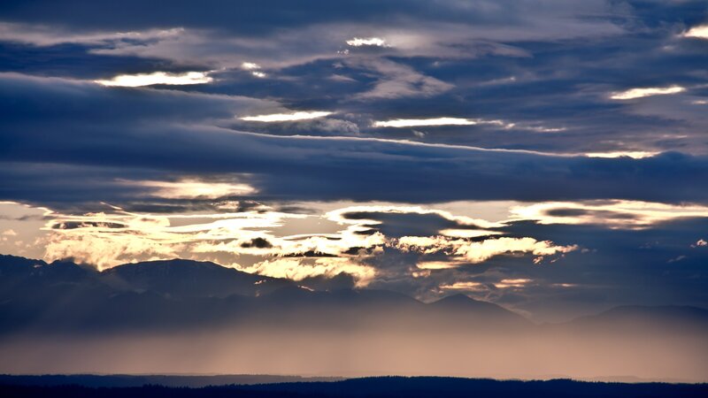 Mountain sunset with dramatic clouds