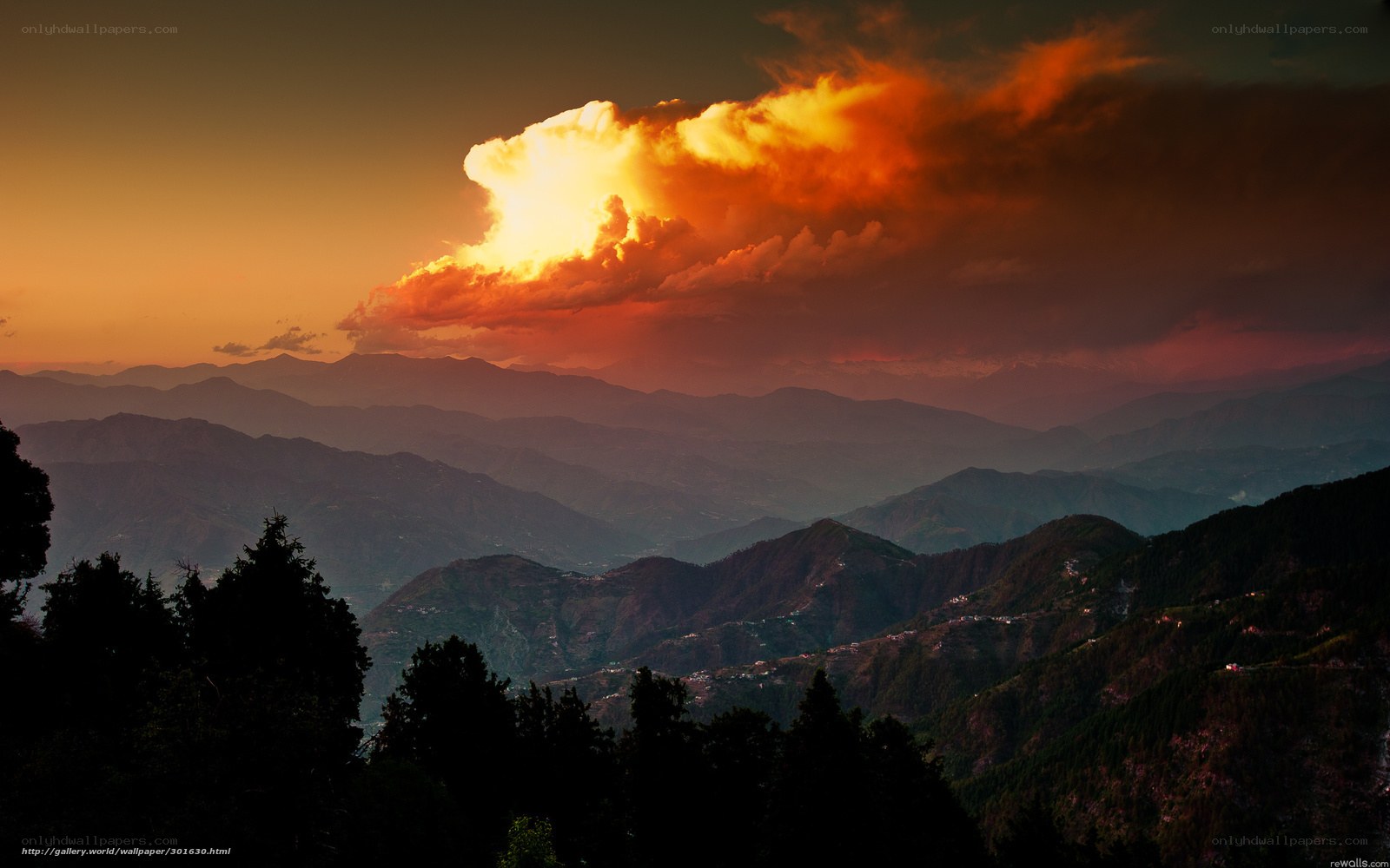 Mountain sunset with dramatic clouds