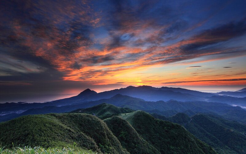 Mountain sunset with vibrant sky