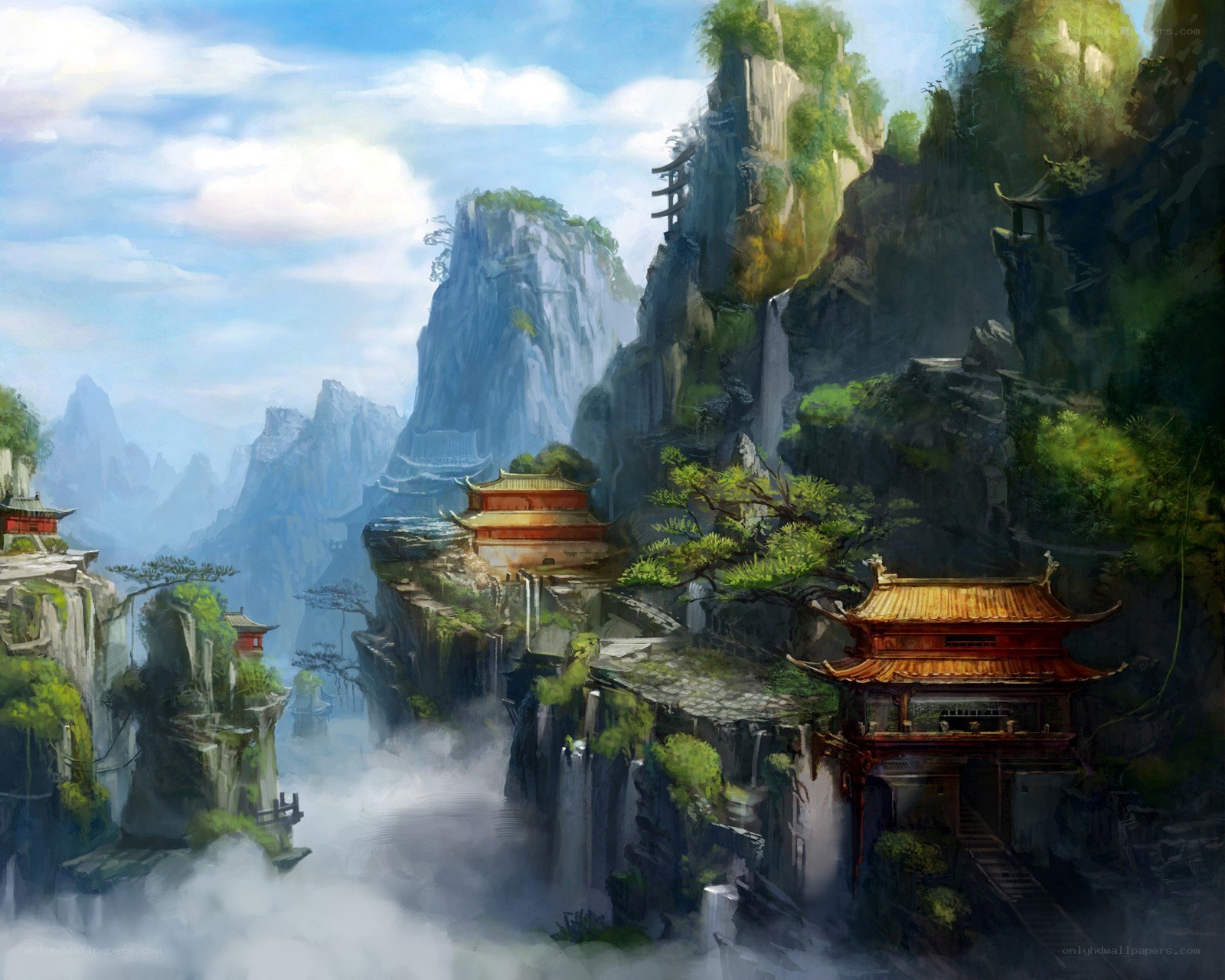 Mountain temple landscape