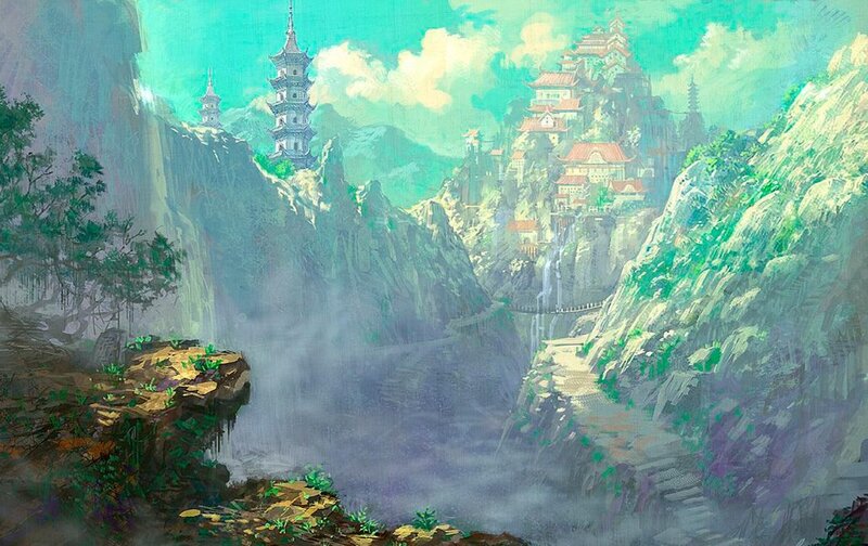mountain temple landscape