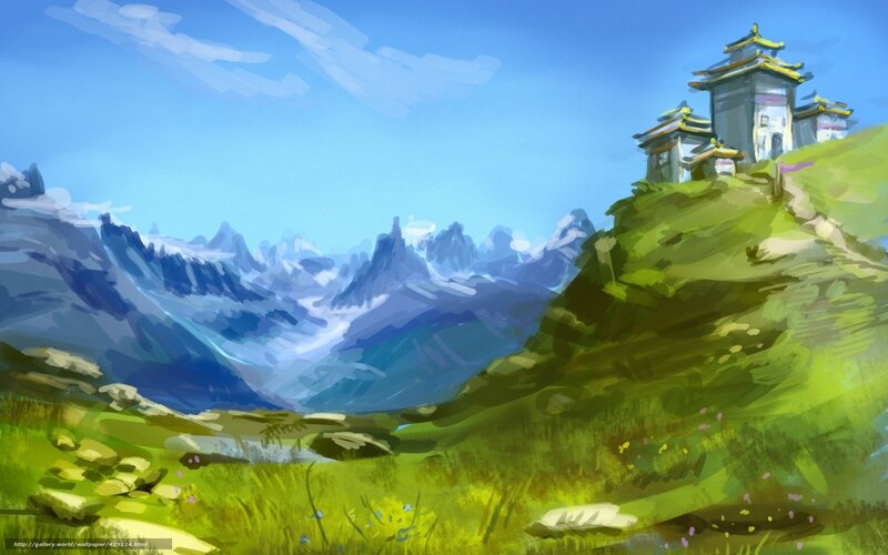 Mountain temple landscape