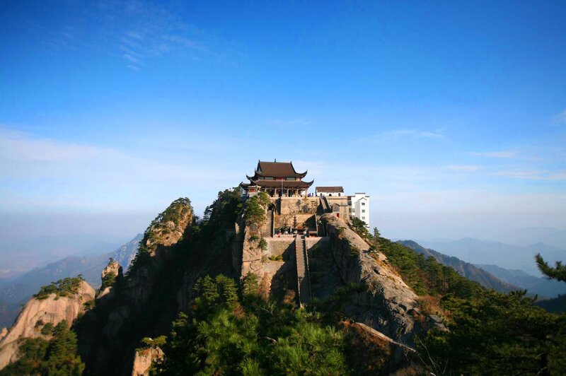 mountain temple under blue sky