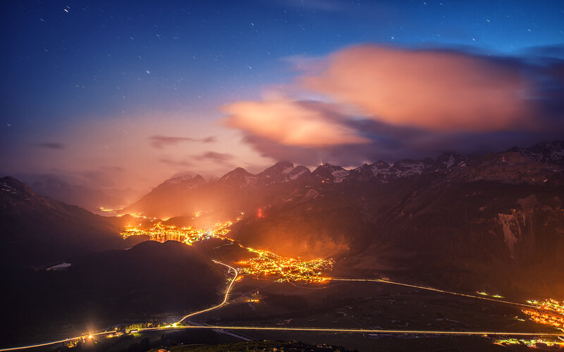Mountain Town at Night