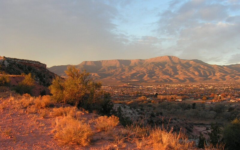 Mountain Town at Sunset — Orange