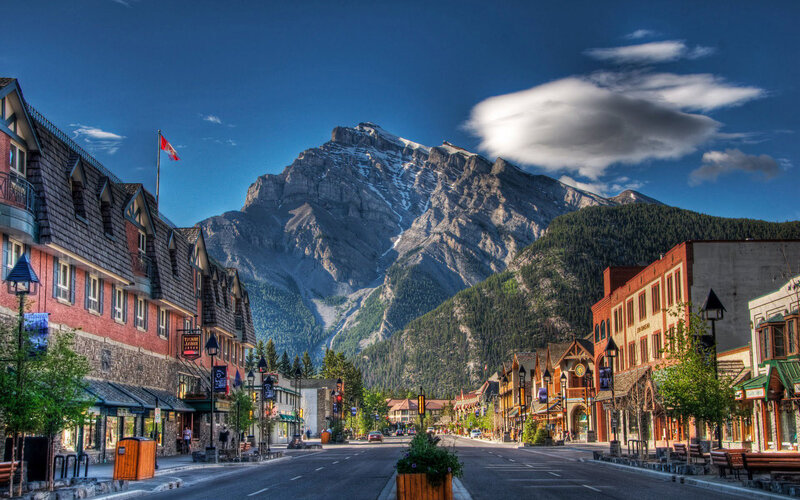 Mountain Town Street — Blue, Serene