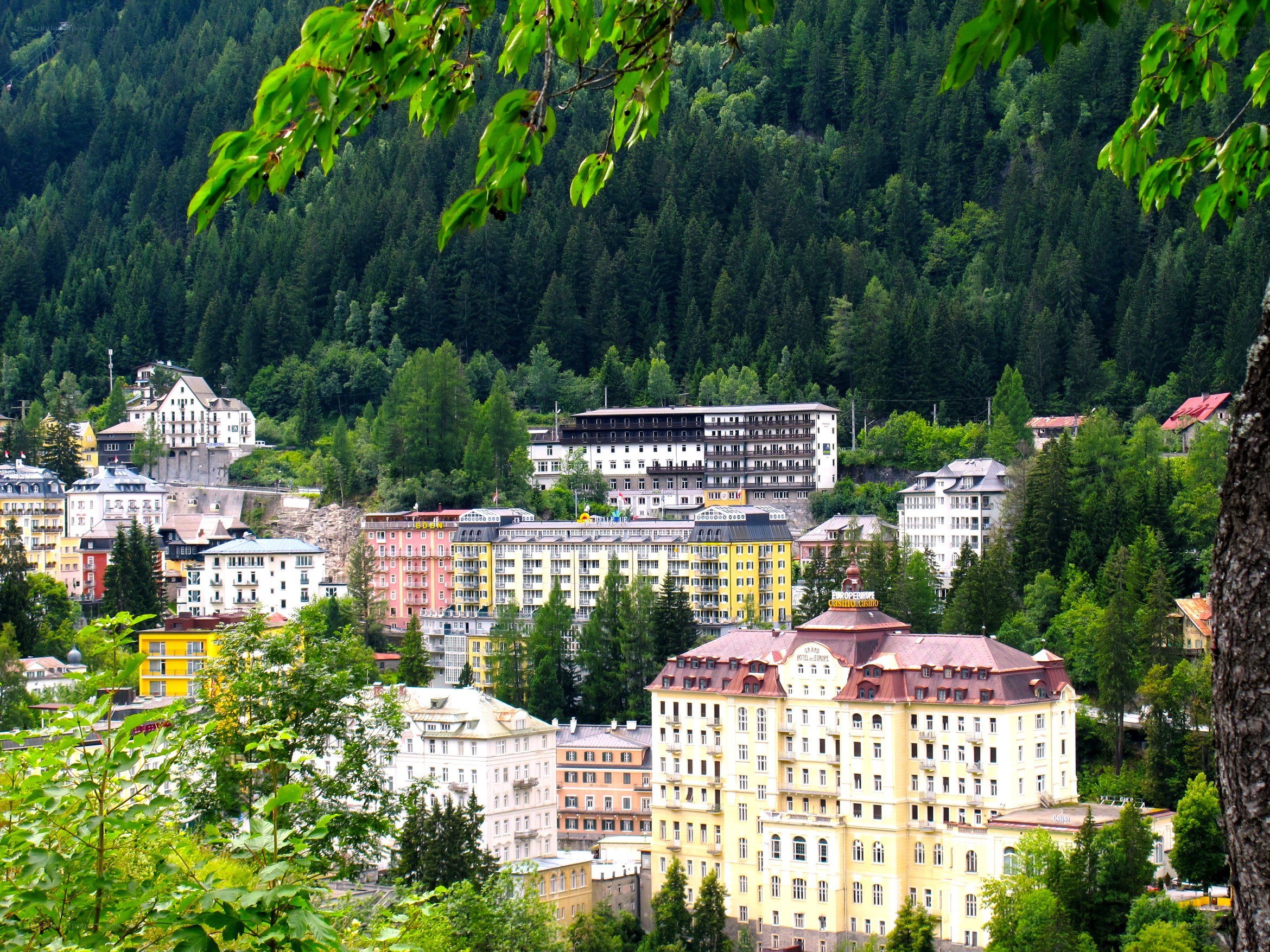 mountain town with hotels