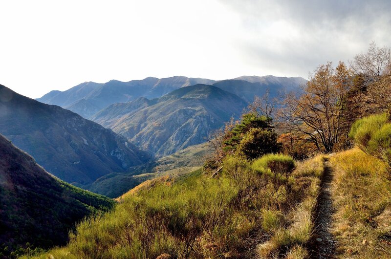 Mountain trail with valley view