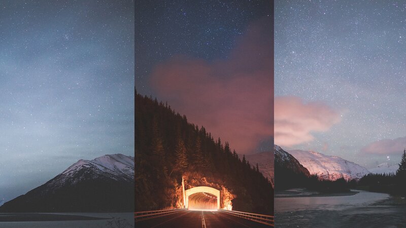 Mountain Tunnel at Night