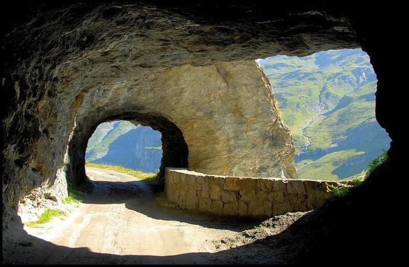 Mountain tunnel view