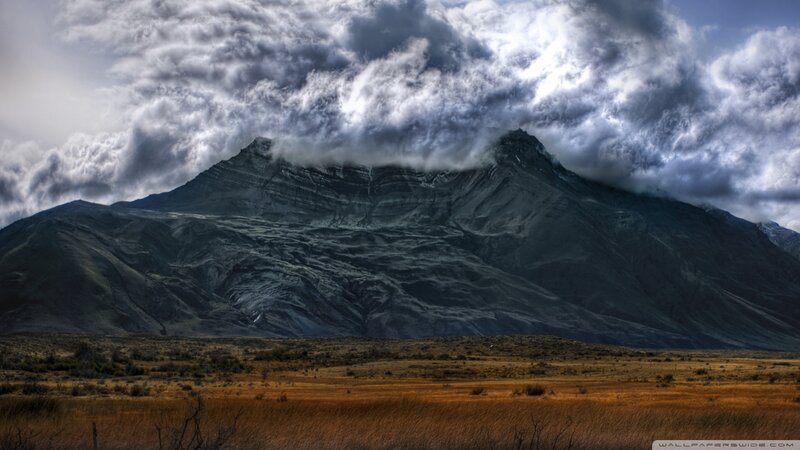 Mountain under Cloudy Sky — Gray