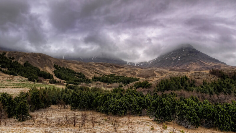 Mountain under Cloudy Sky