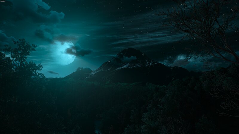 Mountain under Full Moon — Teal
