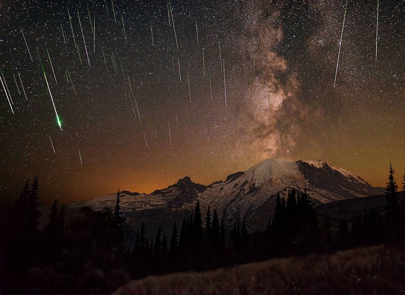 Mountain under Meteor Shower
